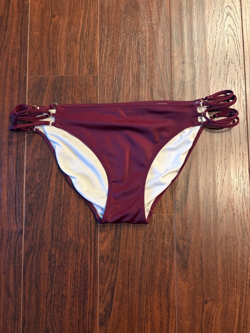 PINK Victoria's Secret Burgundy Triple-Strap Swim Bottom